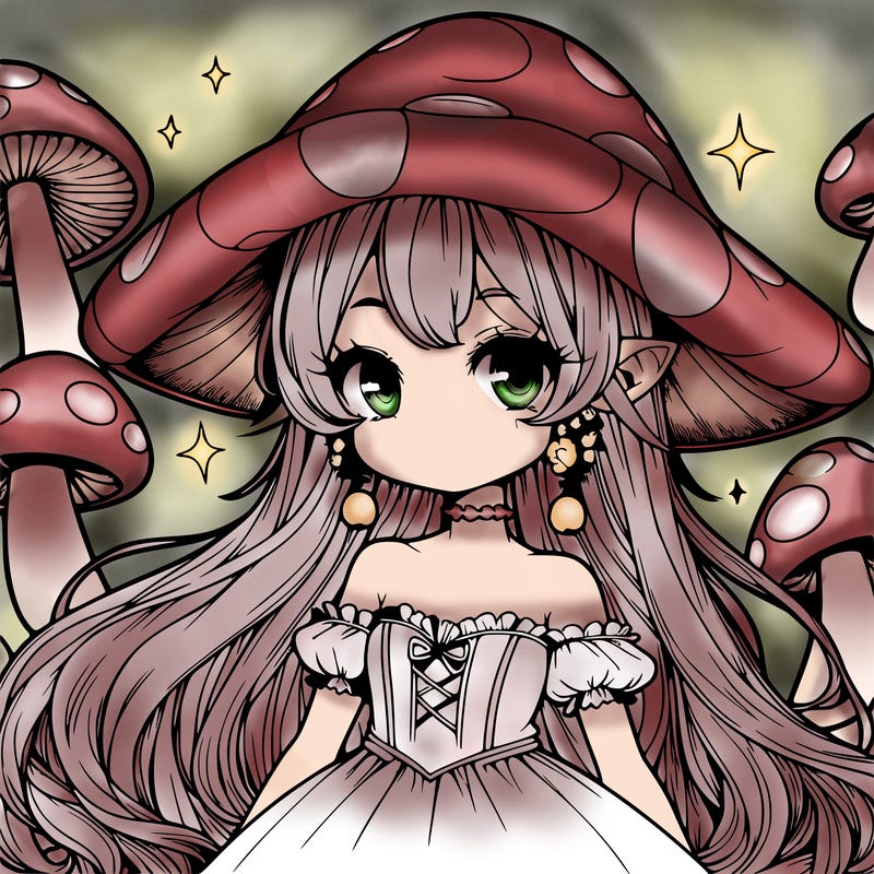 a magical mushroom girl realistic anime