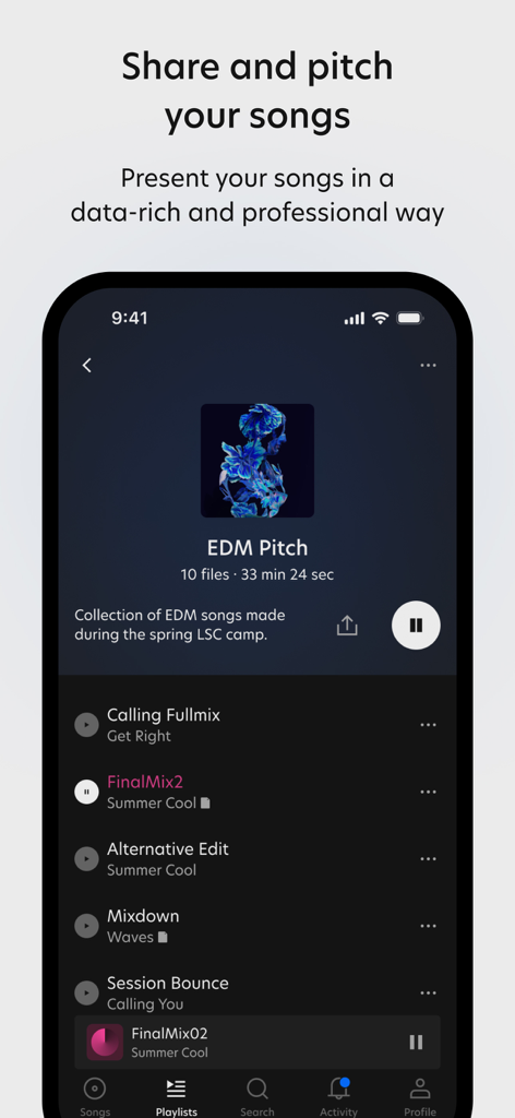 Session Studio - Music creator sharing and pitching songs in the Session Studio app.