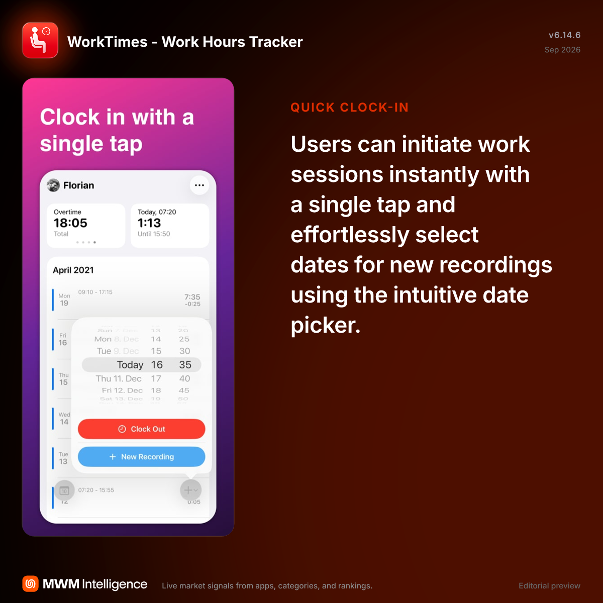 WorkTimes - Work Hours Tracker - Business App | MWM