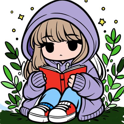 girl in oversized hoodie reading a book