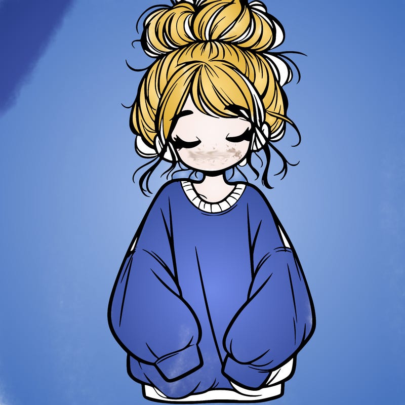 girl with baggy sweatshirt and messy bun