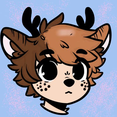 a humanoid deer with soft fluffy ears