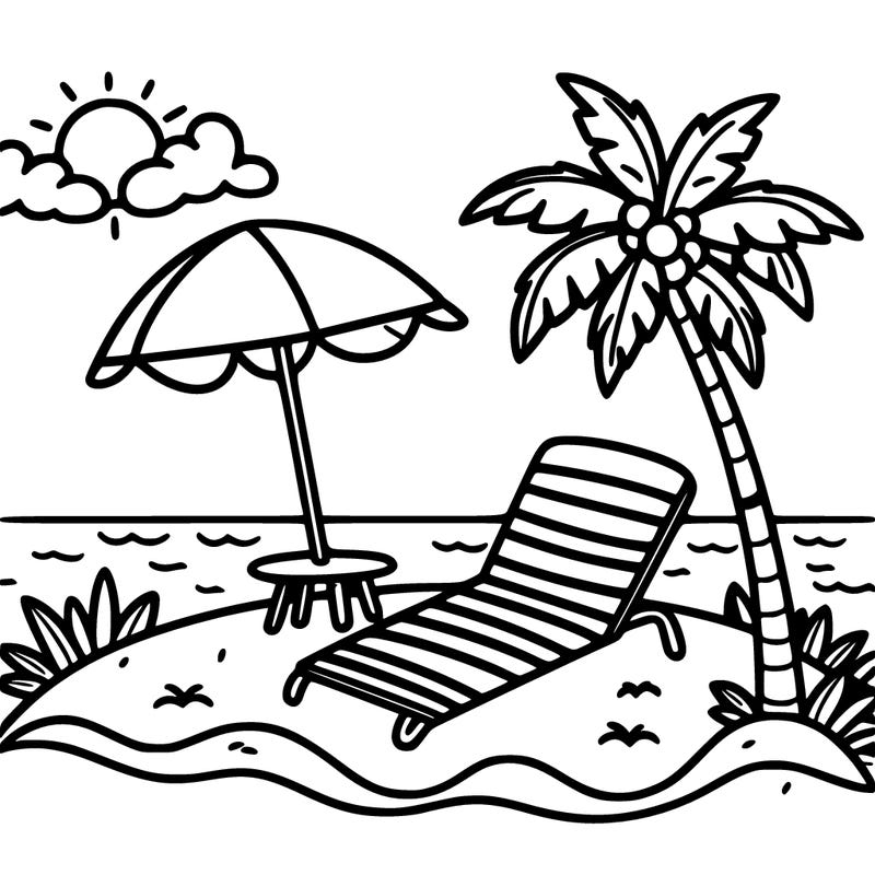 beach with beach towel and palm tree