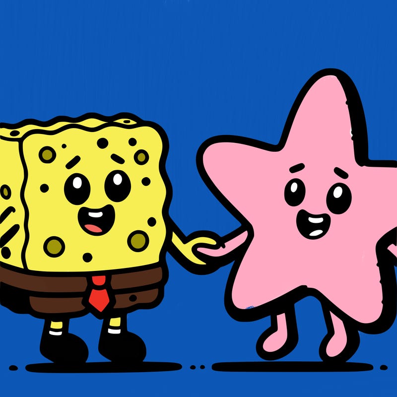 spongebob squarepants  and patrick star holding hands