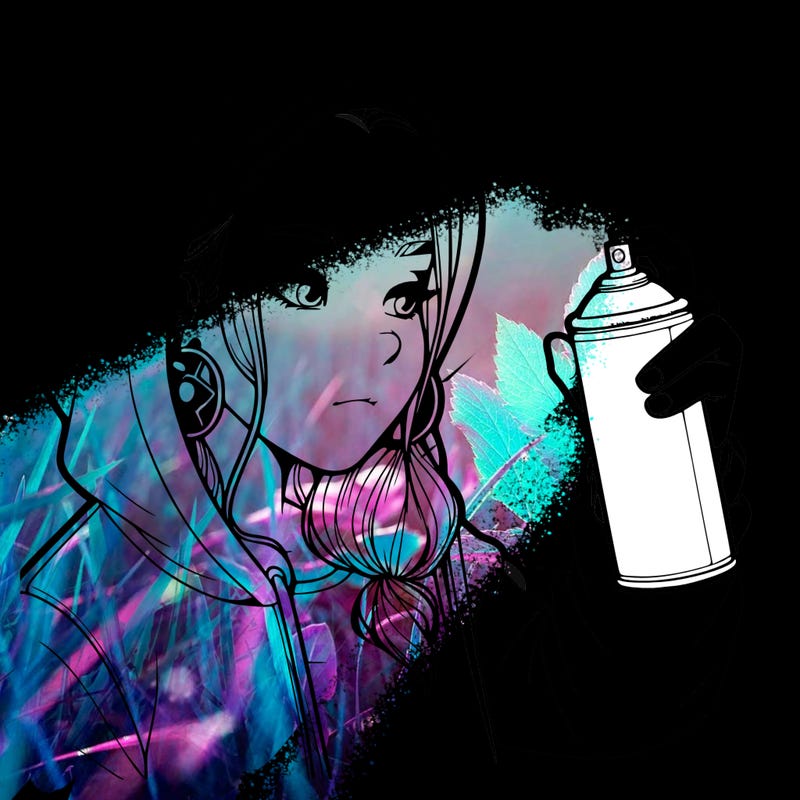 a realistic girl, spray painting