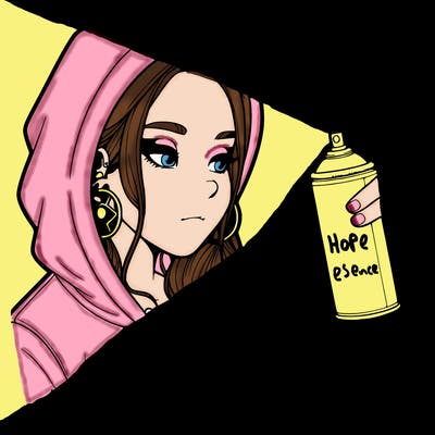 a realistic girl, spray painting