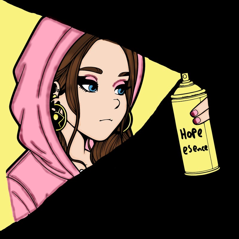 a realistic girl, spray painting