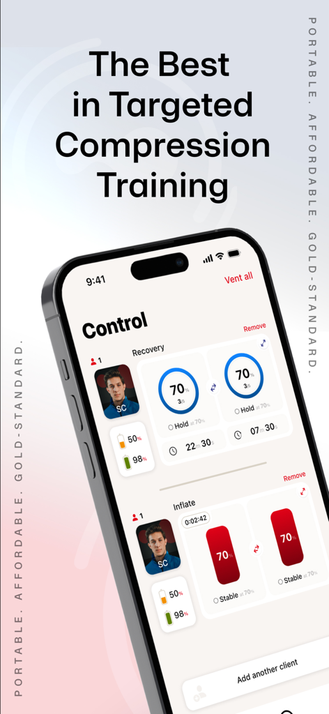 Suji Teams app dashboard showing real-time compression monitoring and athlete recovery protocols for professional sports medicine.
