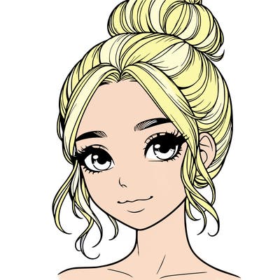 realistic pretty girl with hair in bun