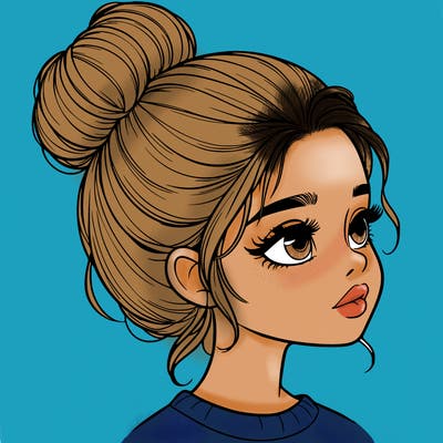 realistic girl with bun