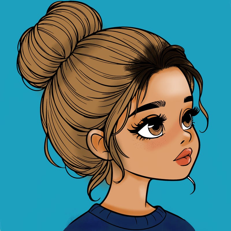 realistic girl with bun