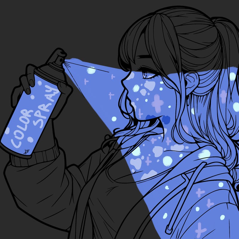 a realistic girl spray, painting