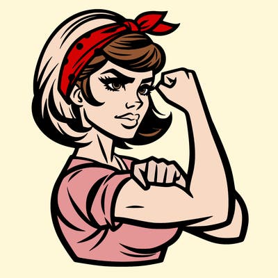 strong woman with a 60s american ad style