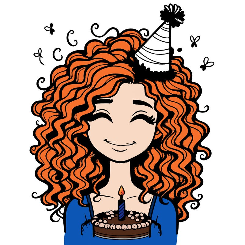 realistic birthday girl with curly hair