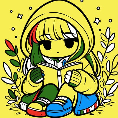girl in oversized hoodie reading a book