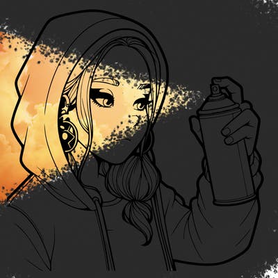 a realistic girl, spray painting
