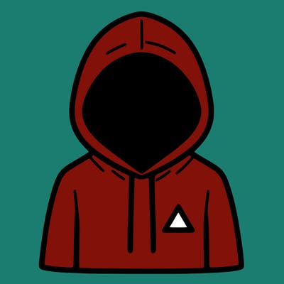 a person with non face waering a hoodie with a small triangle symbol