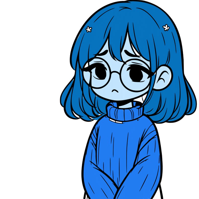 sad girl with glasses in a sweater