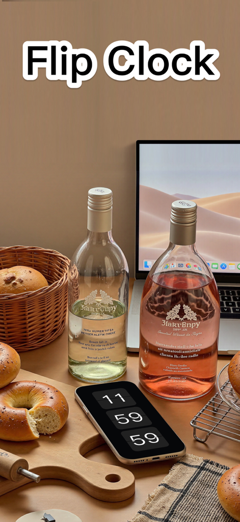 Digital Flip Clock Widgets - Digital flip clock app displayed on an iPhone on a cozy desk