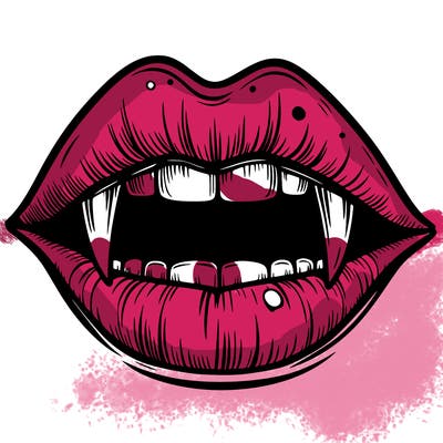 lips with vampire teeth