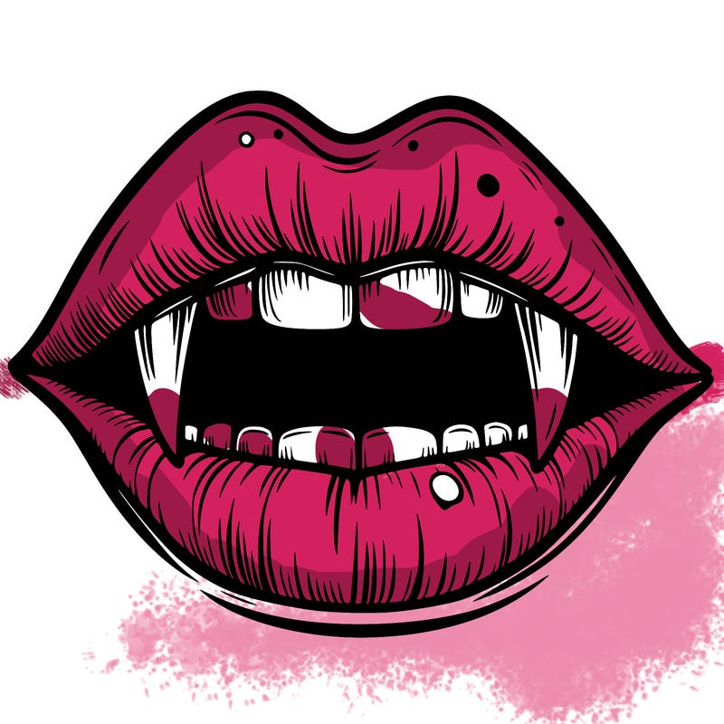 lips with vampire teeth