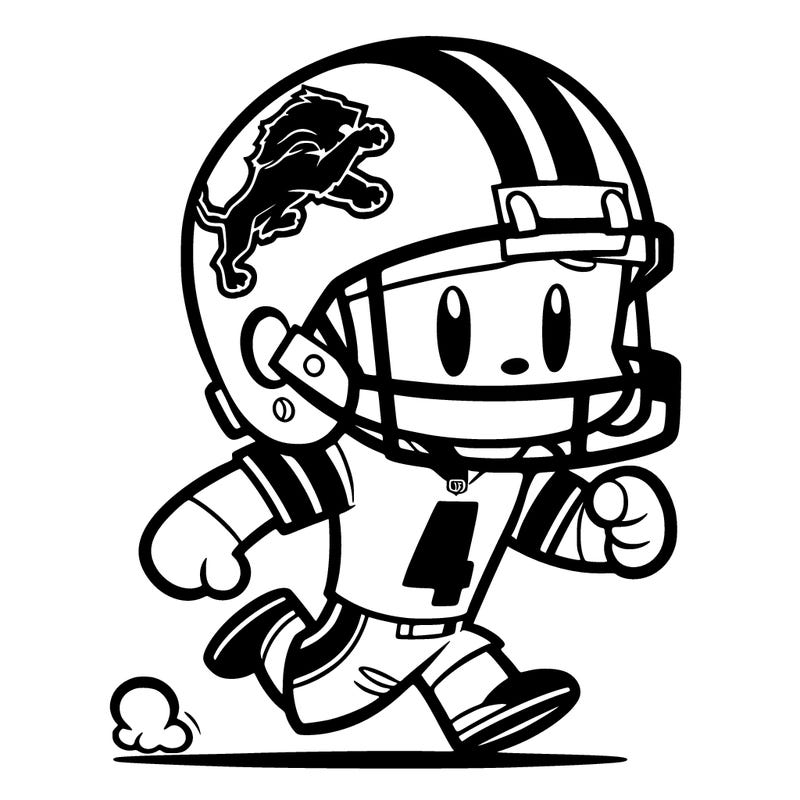 animated detroit lions player wearing number four
