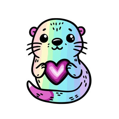 otter with a heart