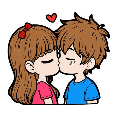 a girl and a boy kissing