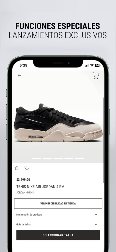TAF México: Sneakers y más - Nike Air Jordan 4 RM product page on the TAF Mexico app