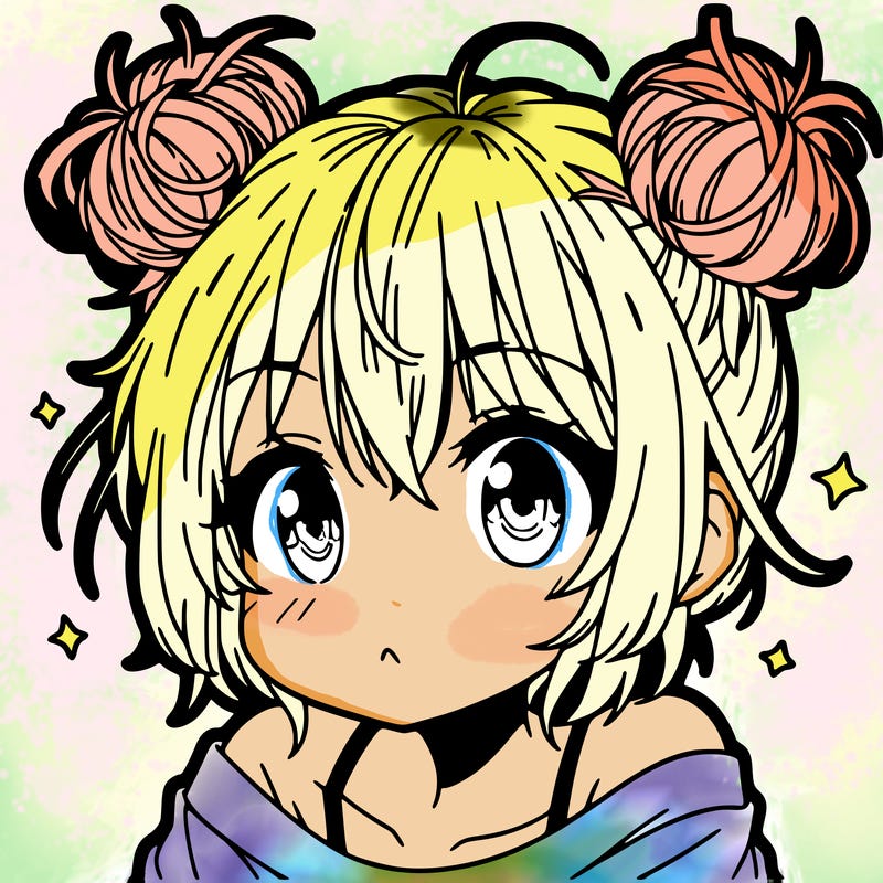 a manga girl with messy small buns