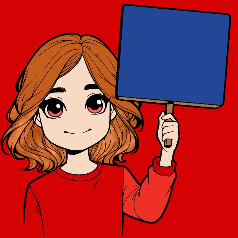 realistic girl holding up a sign