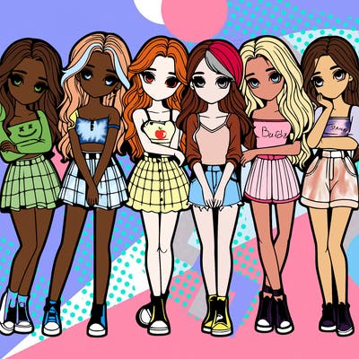 a group of girls realistic