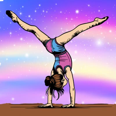 realistic gymnastic hand stand girl in four splits