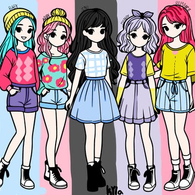 a group of five girls