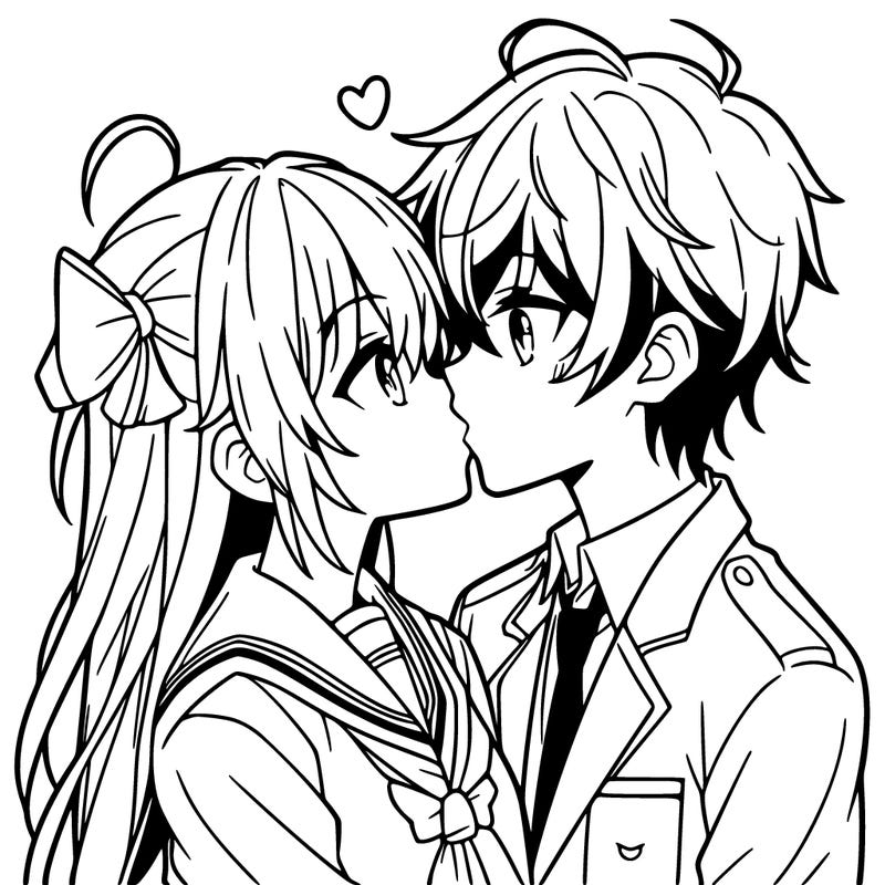 anime girl and boy kiss
