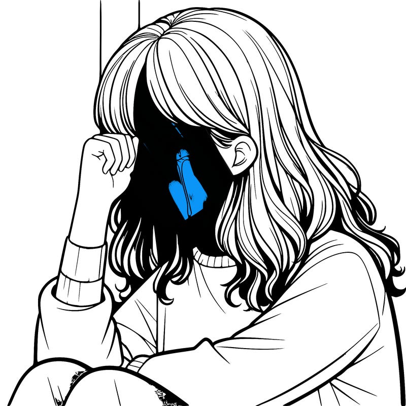 realistic girl crying in a corner