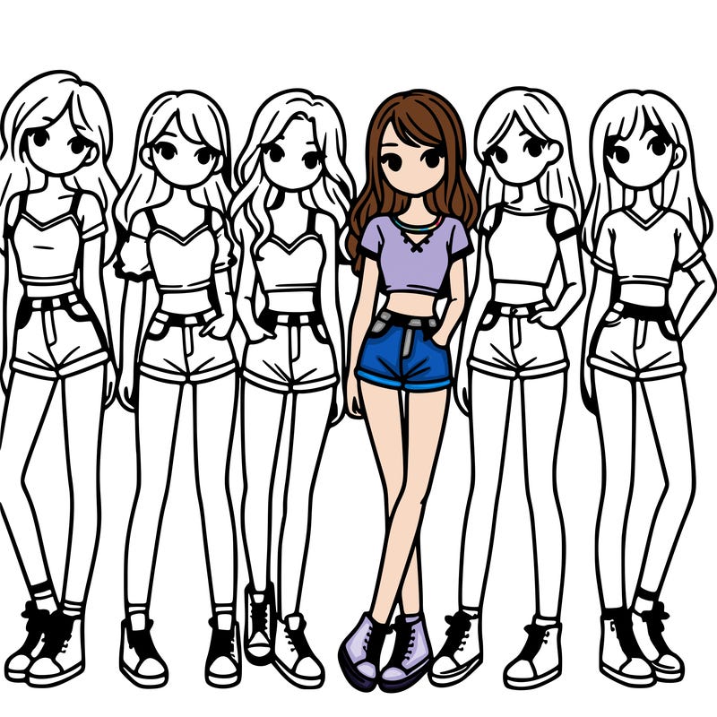 a group of girls wearing crop tops and shorts