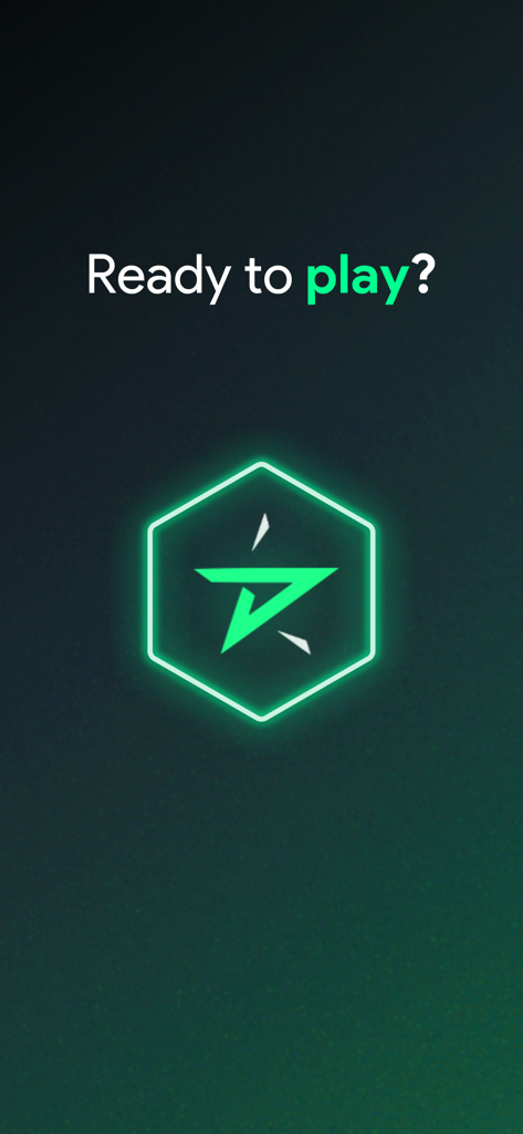 District: The Running Game - District The Running Gameの起動画面、ネオングリーンのロゴと「プレイする準備はできました」というテキストが表示されています