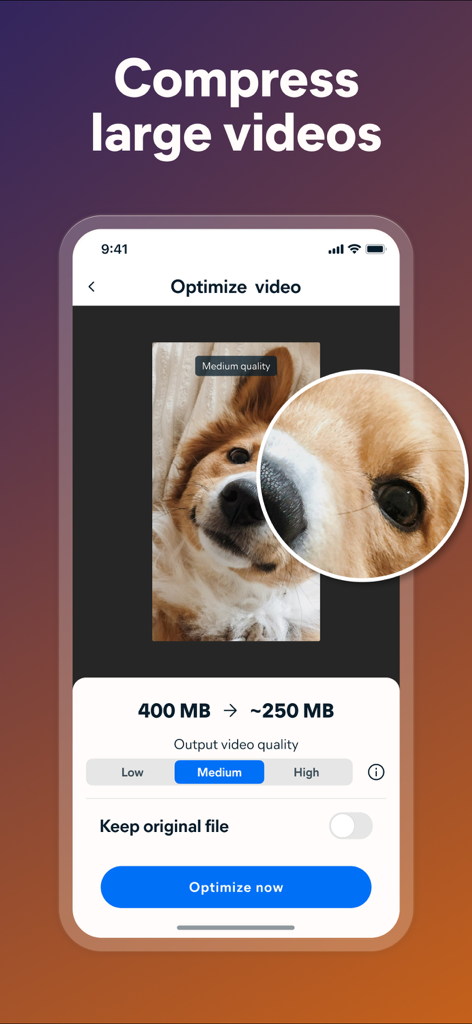 Avast Cleanup – Phone Cleaner - Avast Cleanup interface for compressing large videos to free up phone storage.