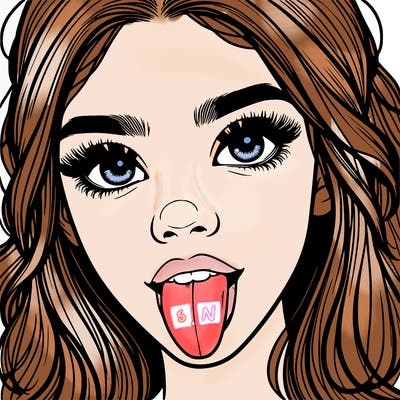 realistic girl with her tongue out