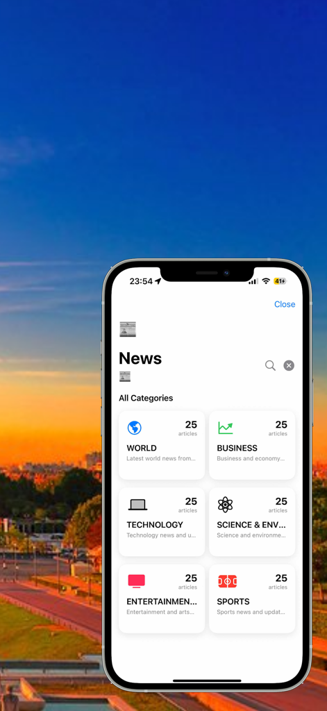 MonRadio France news interface showing different categories like World Business and Technology
