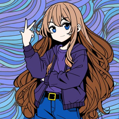 one anime girl with long hair and a cool pose