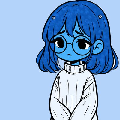 sad girl with glasses in a sweater