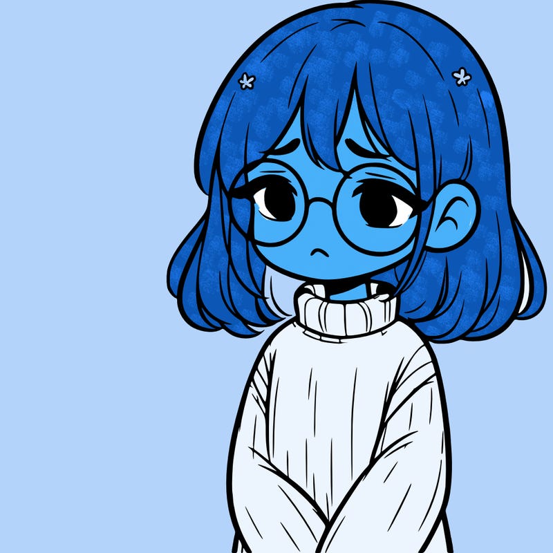 sad girl with glasses in a sweater