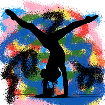 realistic gymnastic hand stand girl in four splits