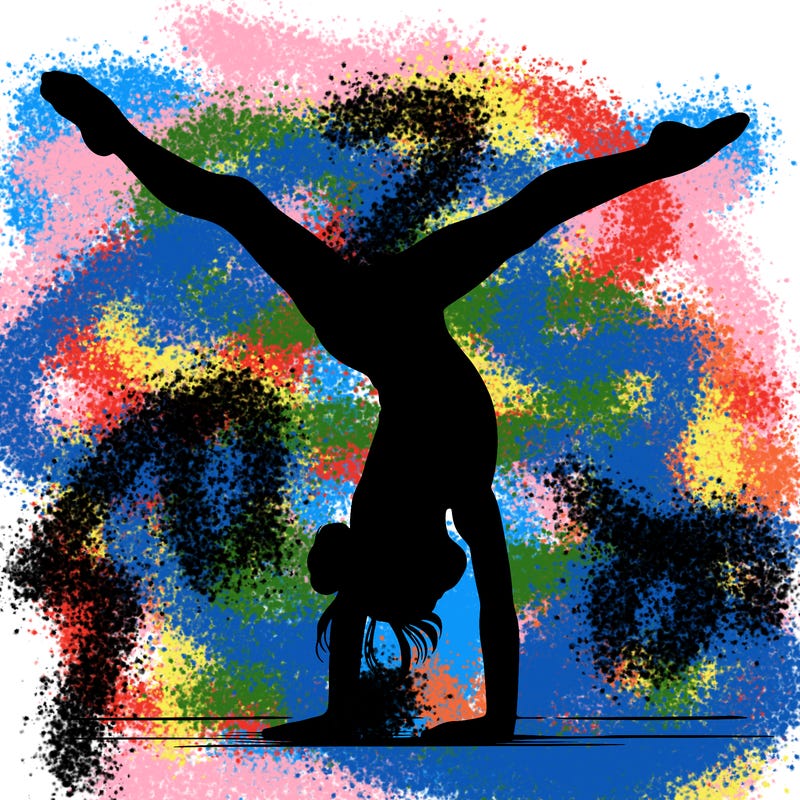 realistic gymnastic hand stand girl in four splits