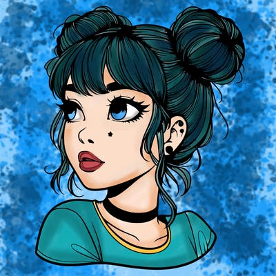 realistic girl with spacebuns