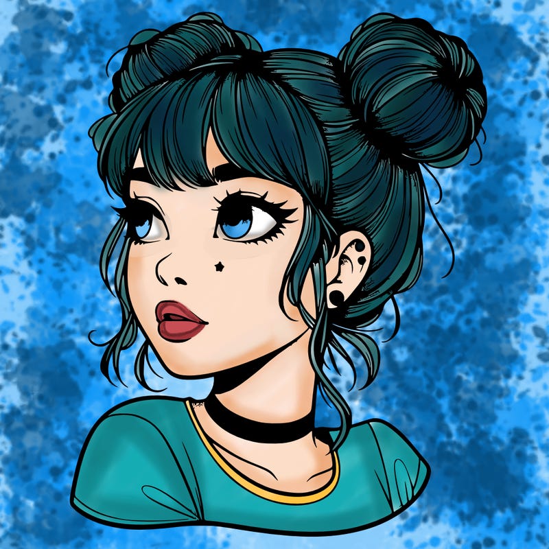 realistic girl with spacebuns