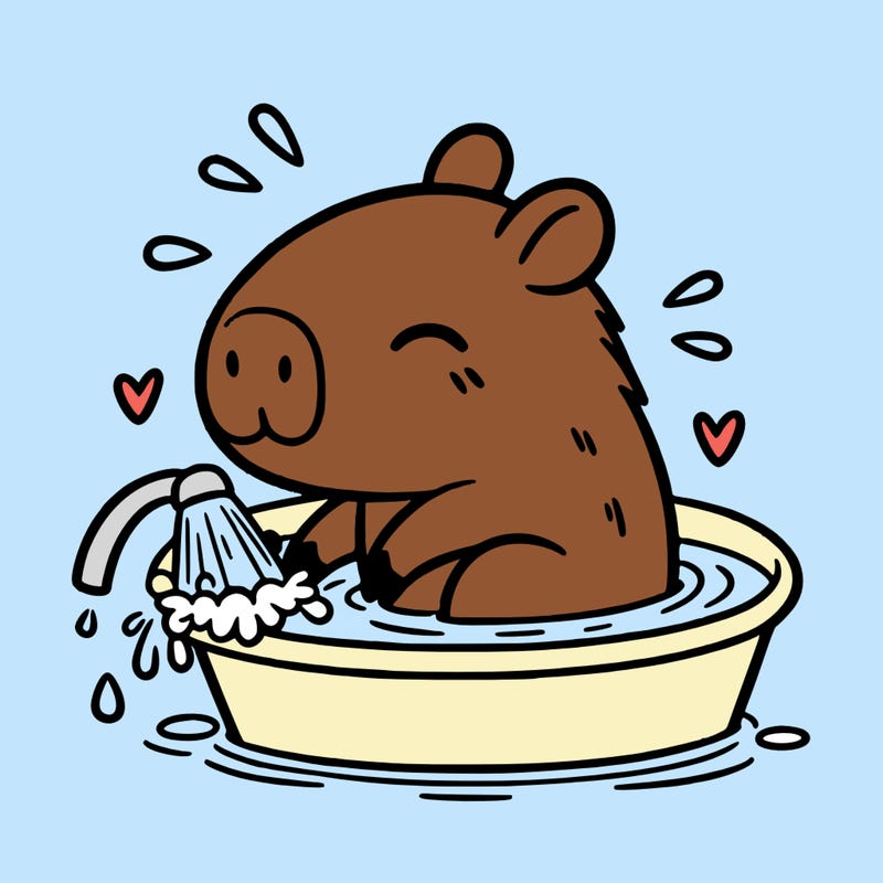 capybara taking a bath