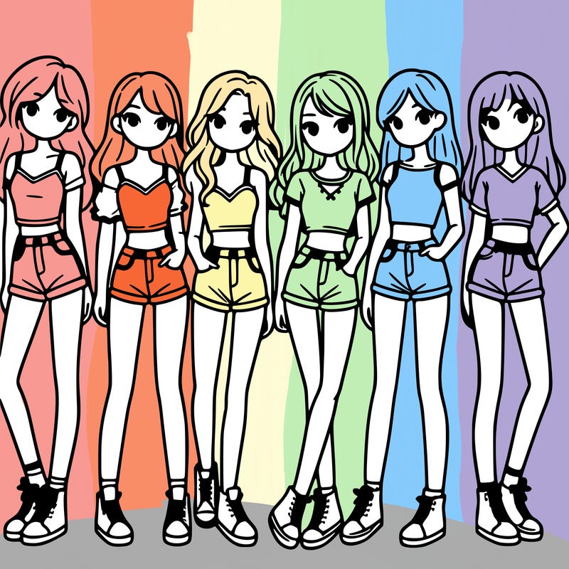 a group of girls wearing crop tops and shorts